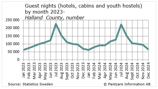 Diagrams bild Overnight stays in hotels, cabins and youth hostels